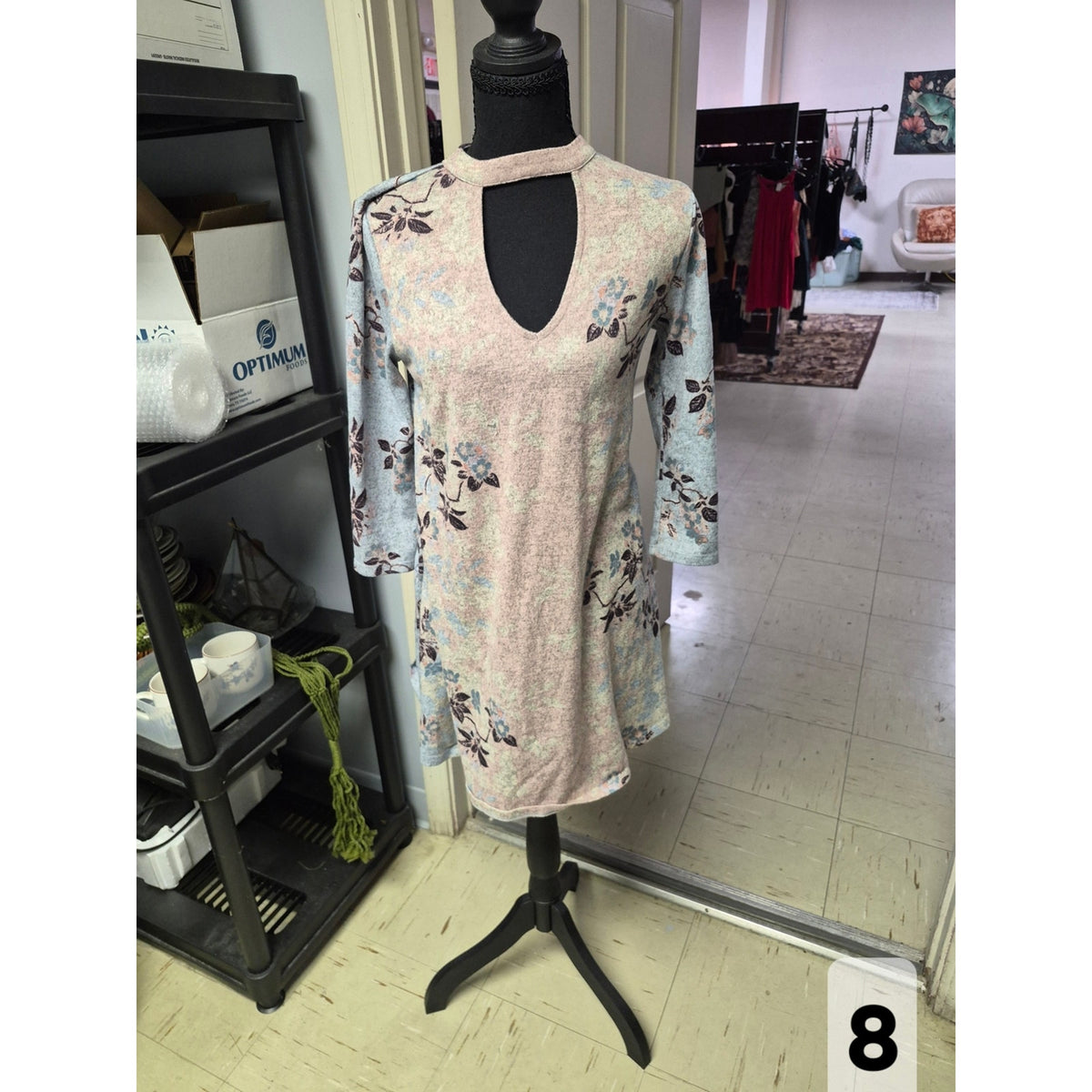 living doll Pastel Floral Keyhole Mini Dress in Pink and Blue