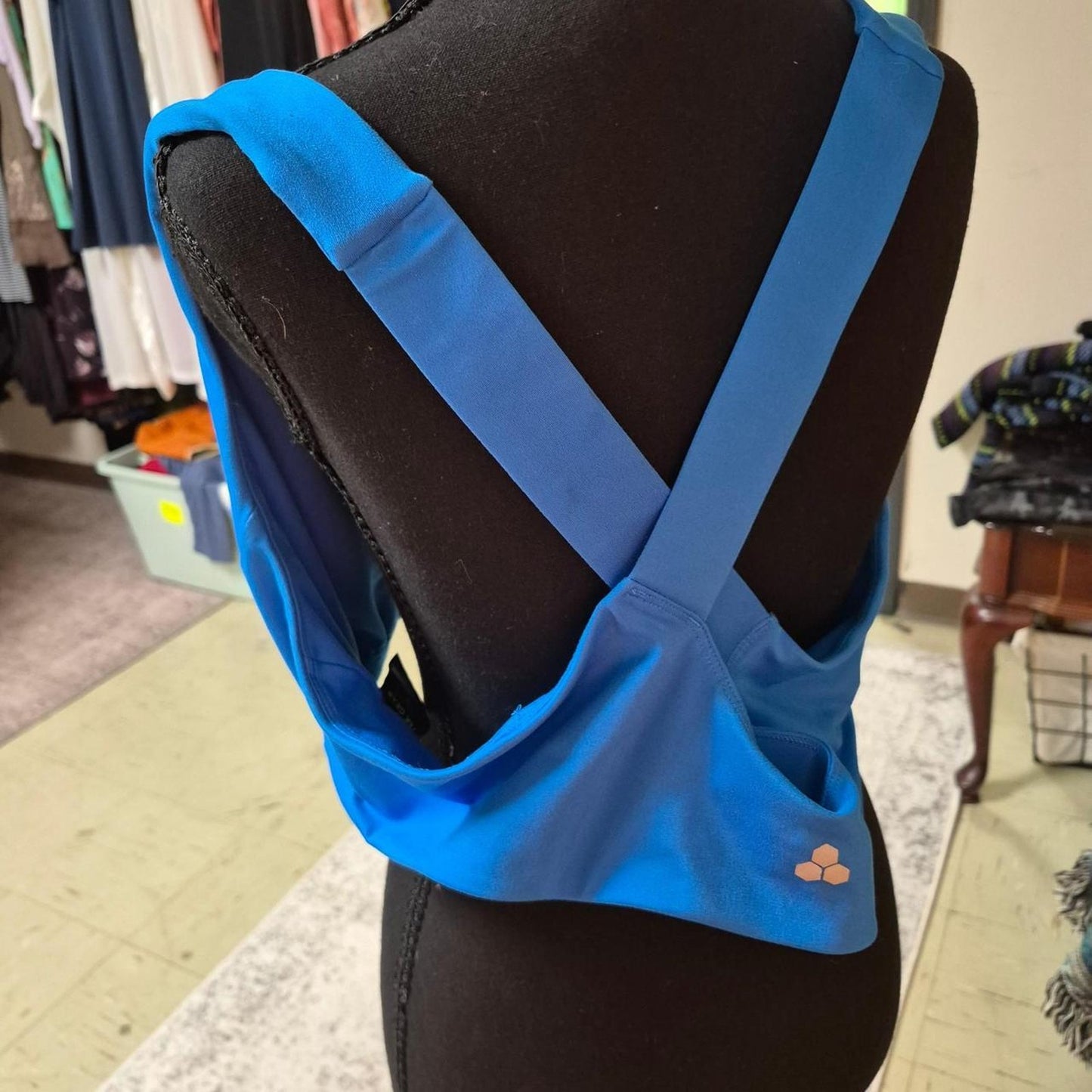Blue sport bra with cross
