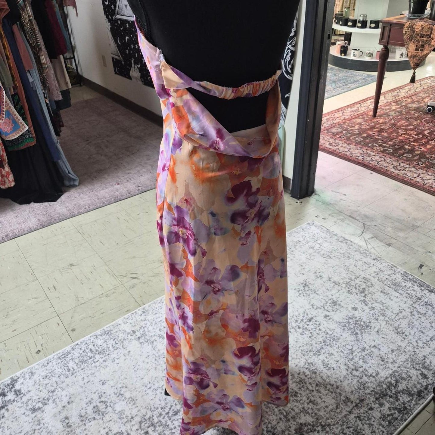 Orange and purple floral maxi