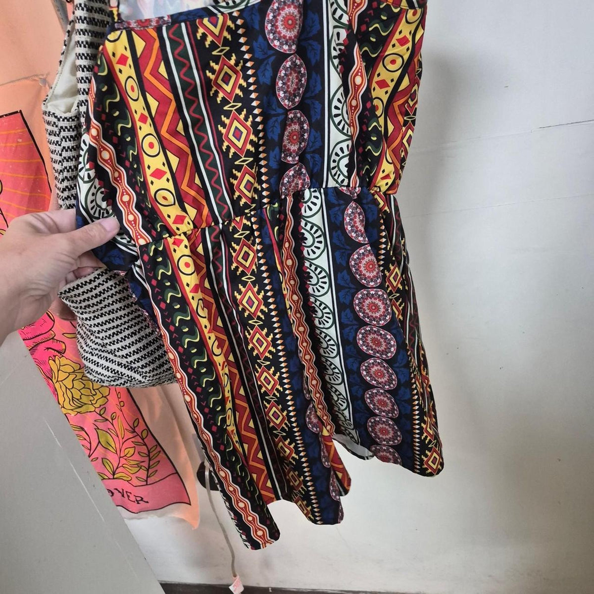 Multi colored boho dress with geometric