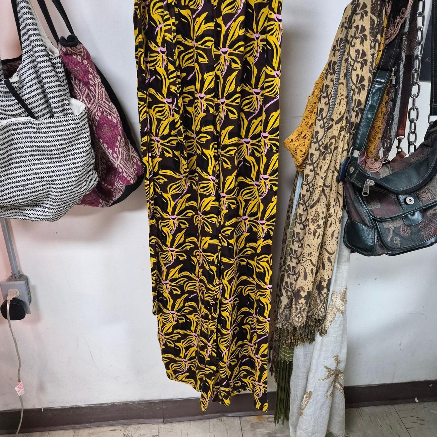 Yellow floral print pants with