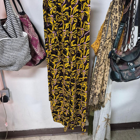 Yellow floral print pants with