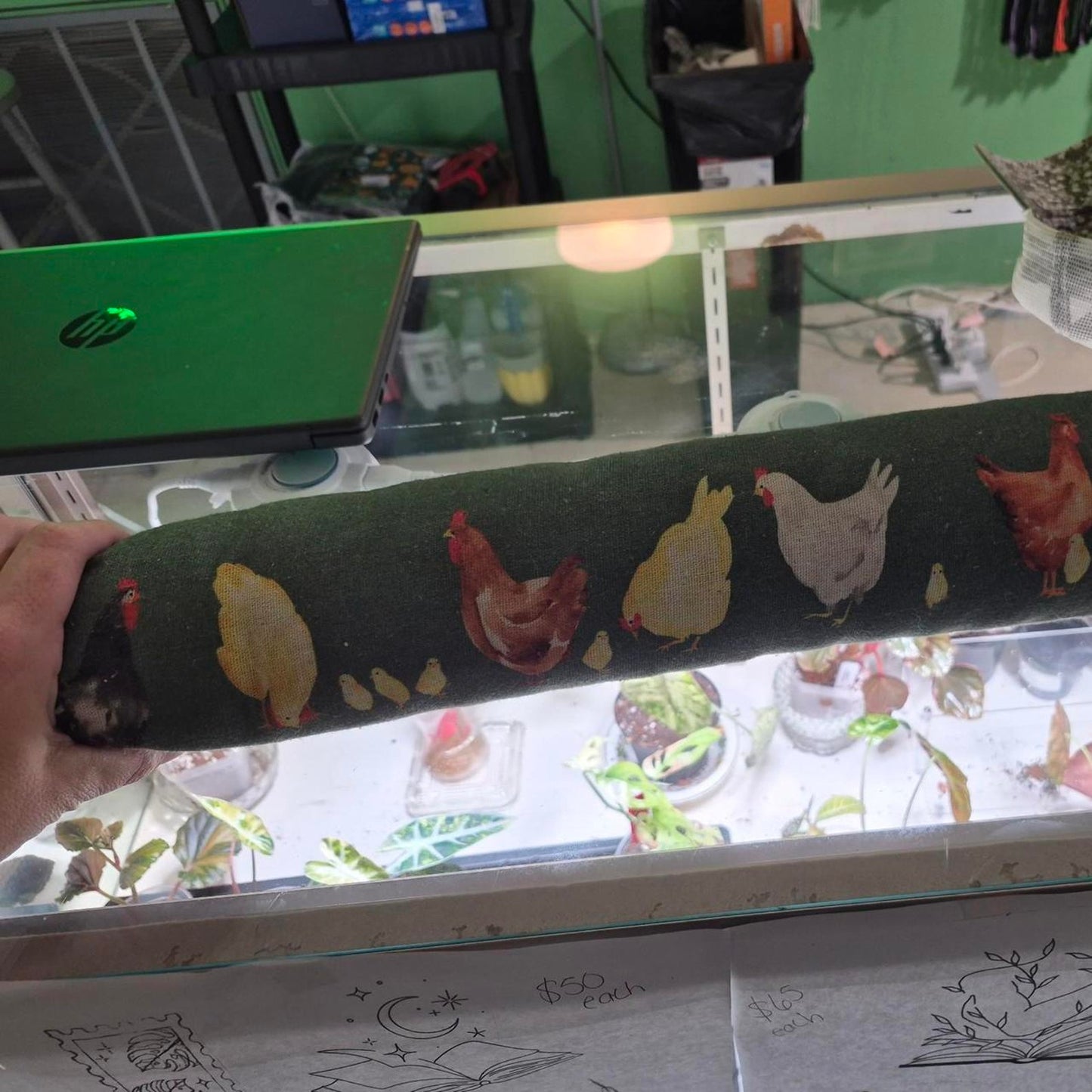 Door draft bag with chickens