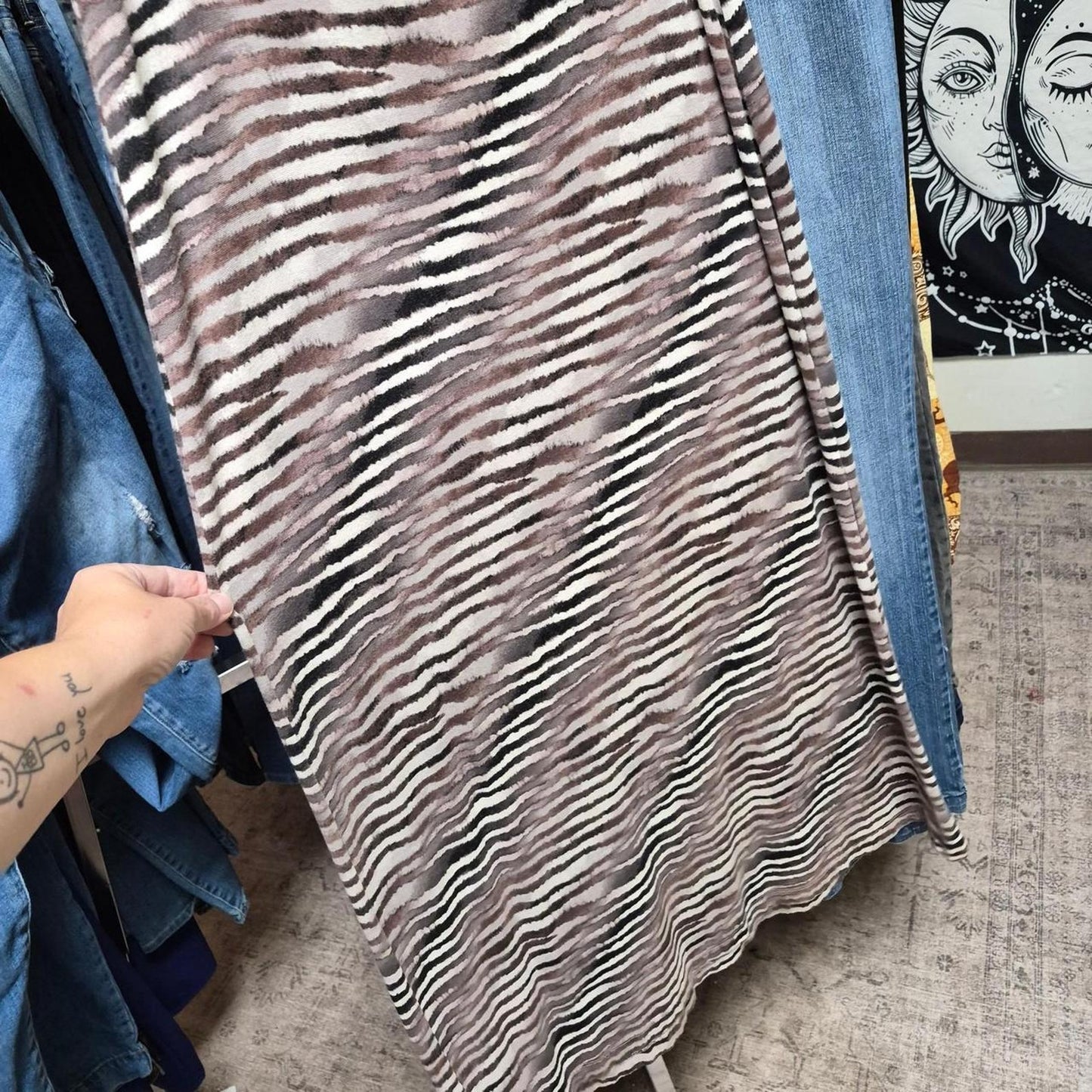 Brown and white zebra print
