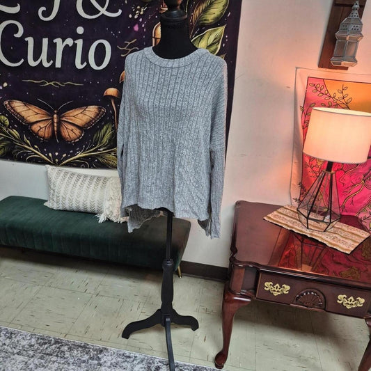 Gray ribbed knit sweater