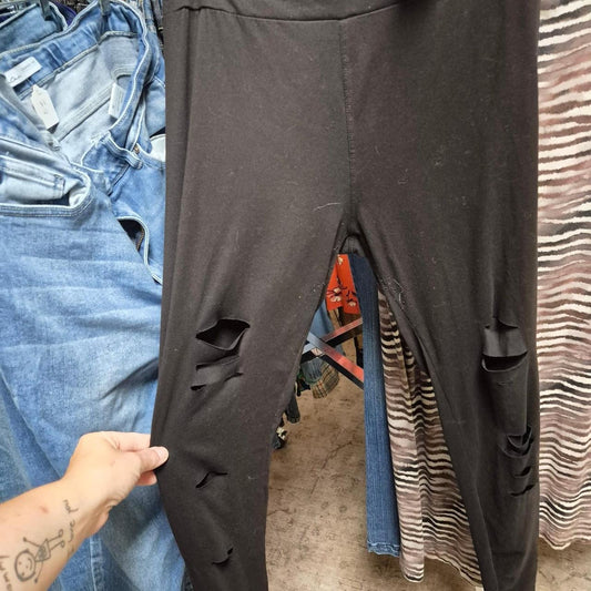 Black ripped leggings with distressed