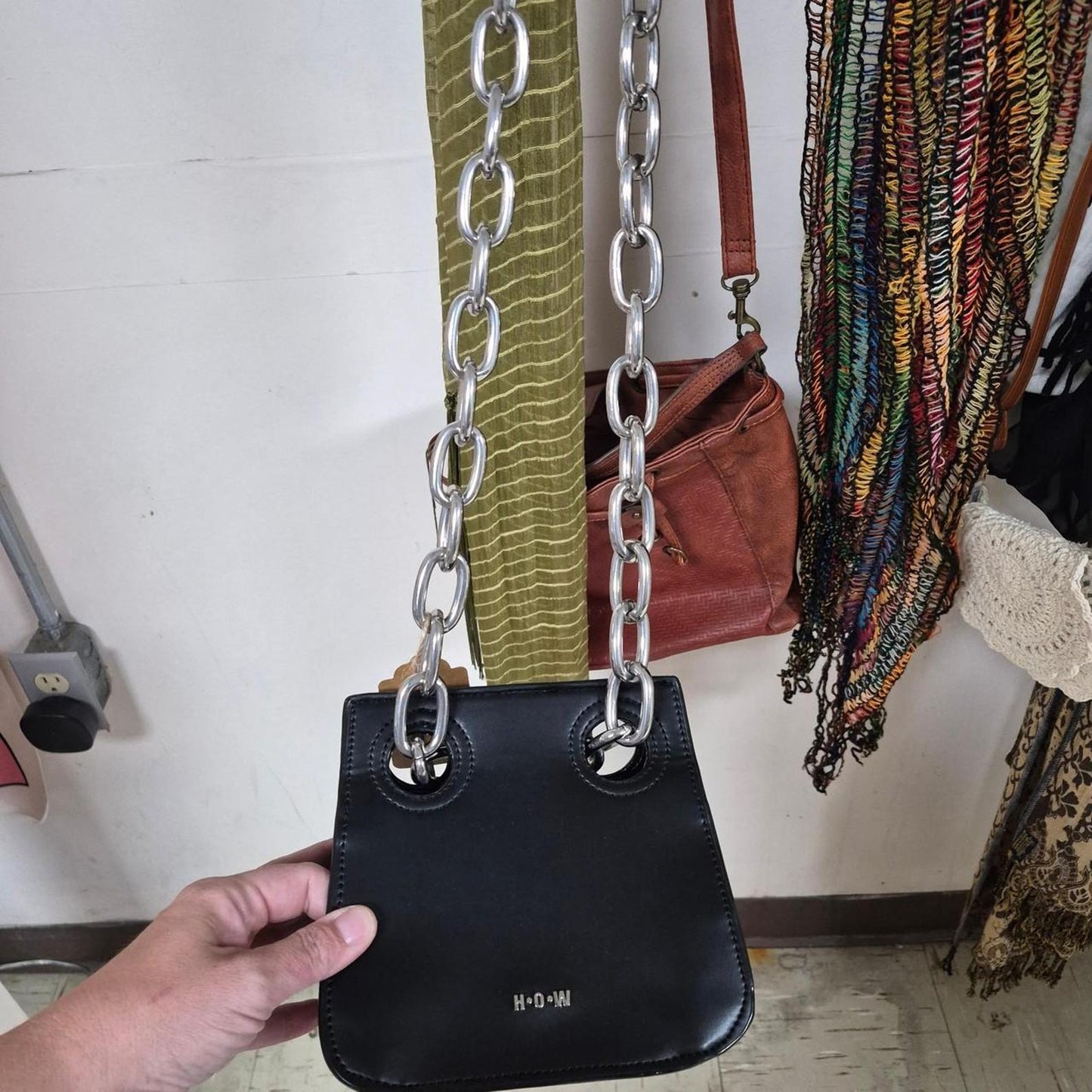 Black leather mini bag with