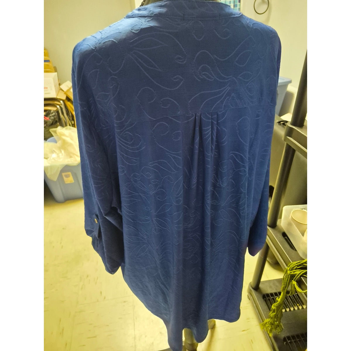Notations Royal Blue Pleated V-Neck Tunic with Button Trim