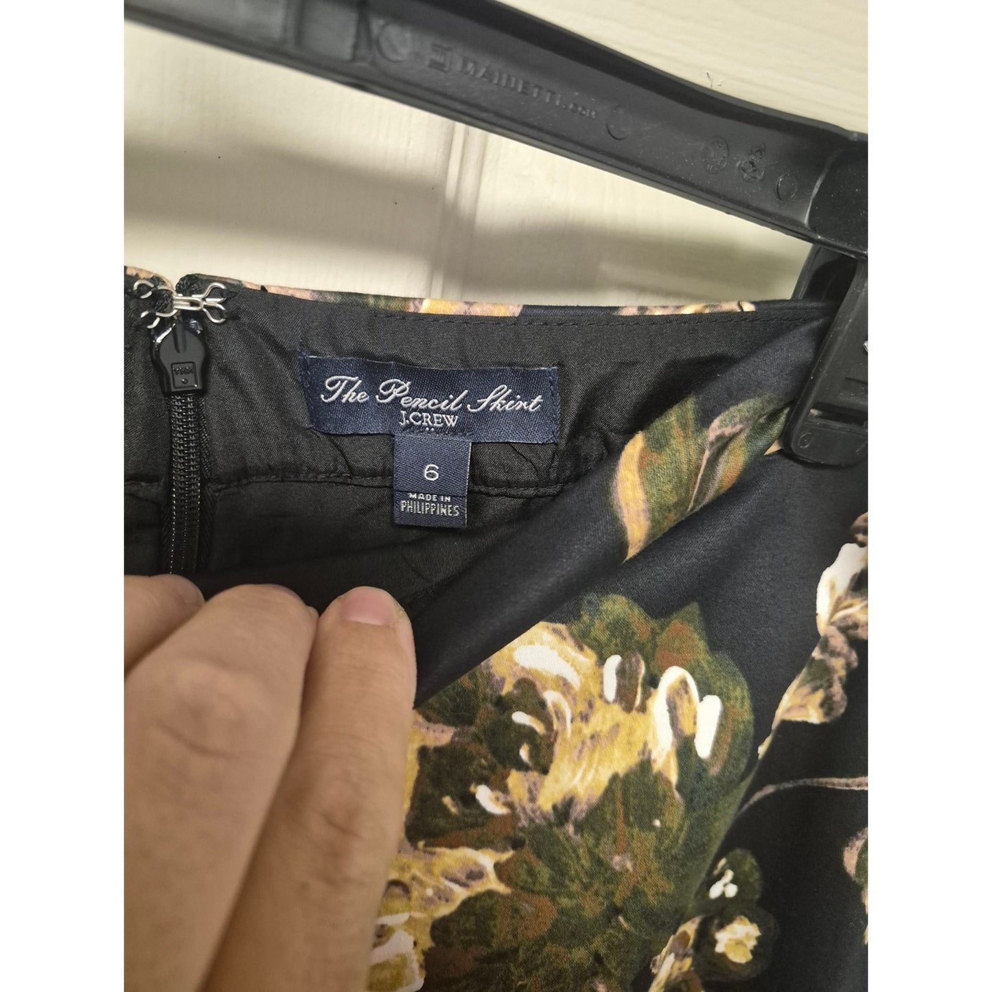 J. Crew Black Pencil Skirt with Yellow Floral Print