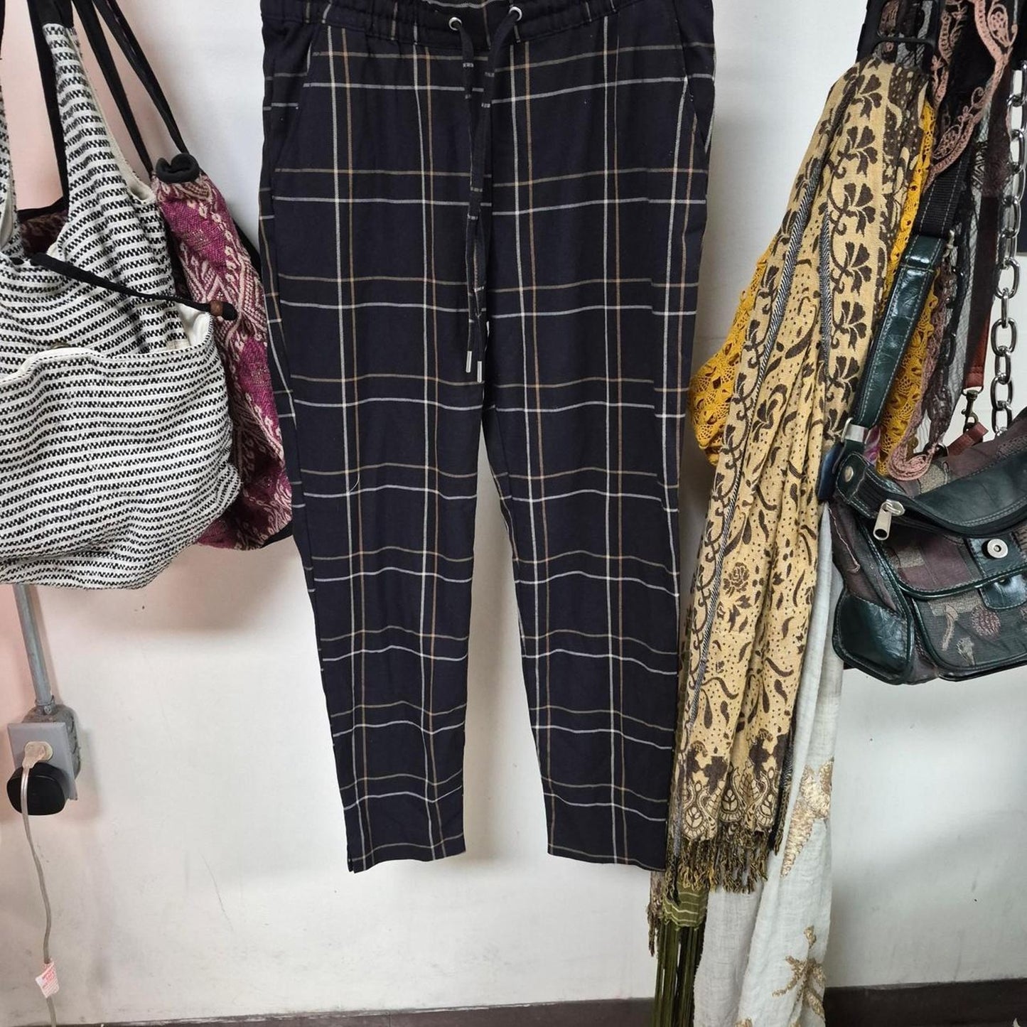 Black white plaid pants