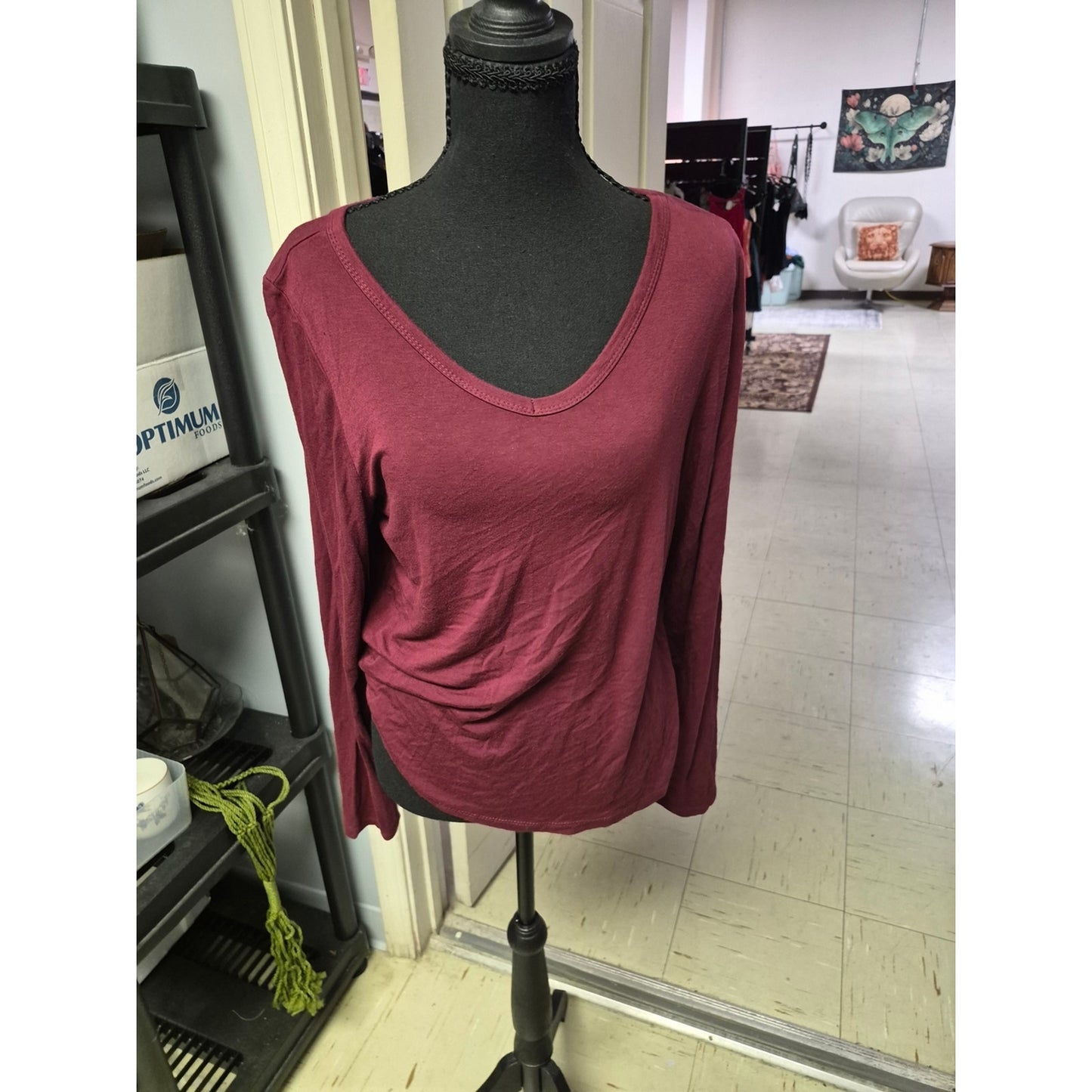 Justify Women's Long Sleeve V-Neck Top - Maroon