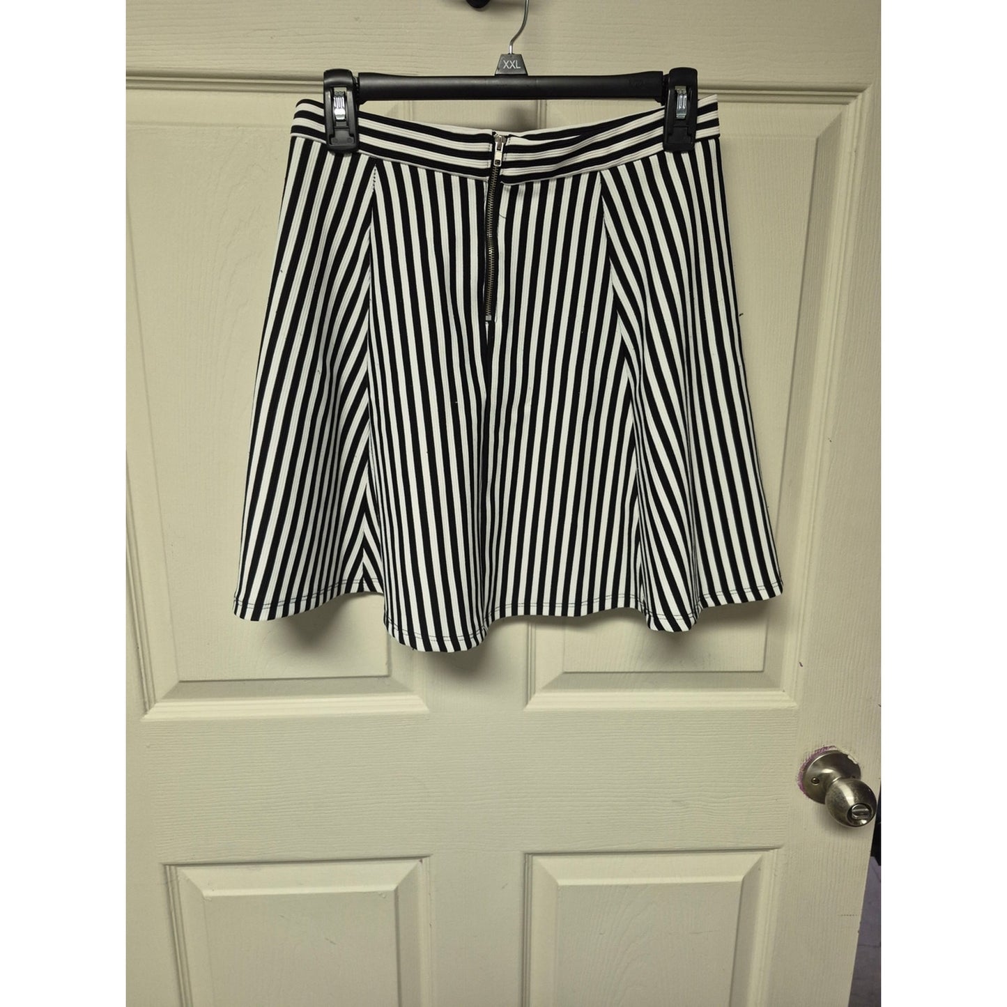 Papaya Black and White Striped Skater Skirt