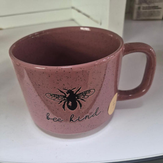 Pink speckled mug with black