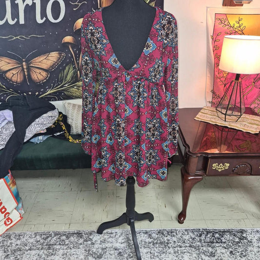 red blue and black floral