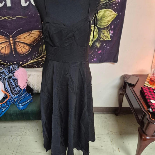 Black midi dress with a