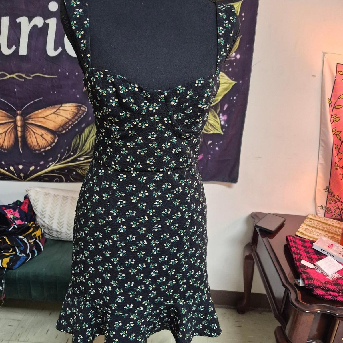 Black mini dress with small