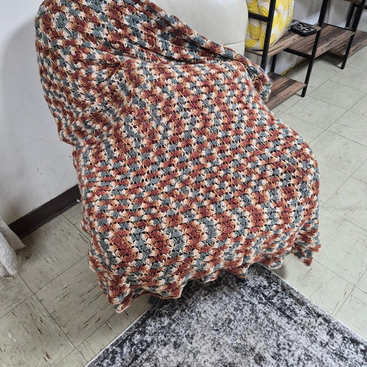 Twin size multi colored crochet blanket