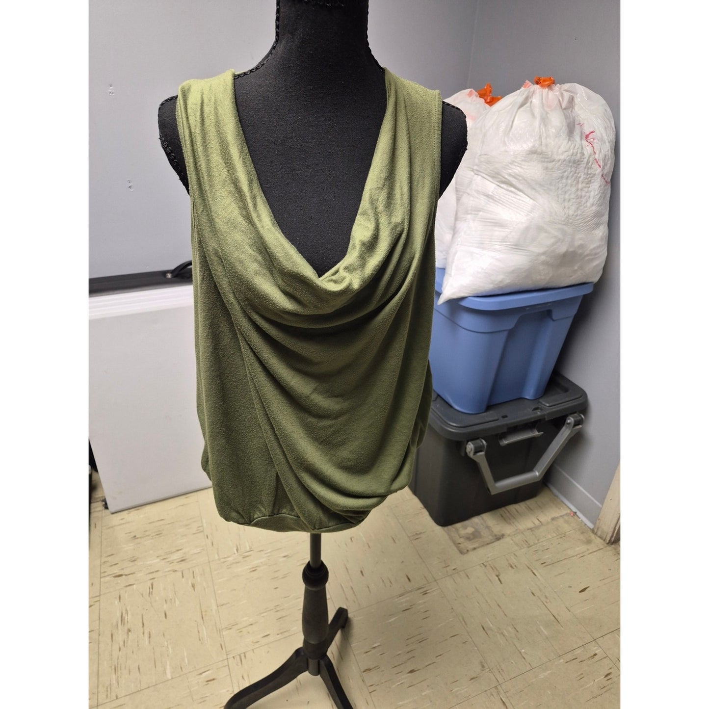 Olive Green Draped Cowl Neck Camisole