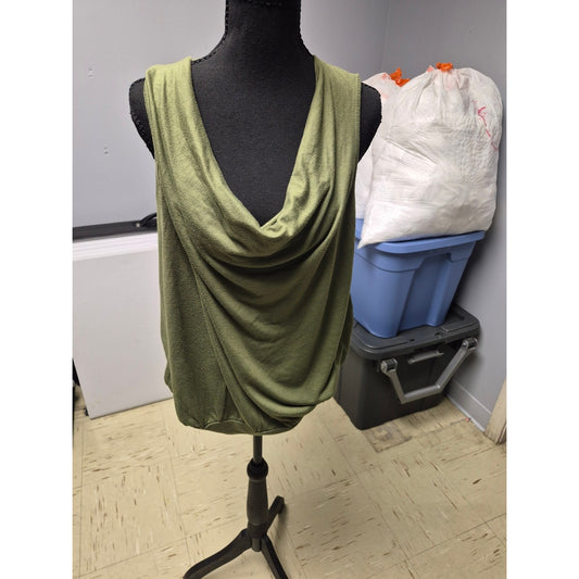 Olive Green Draped Cowl Neck Camisole