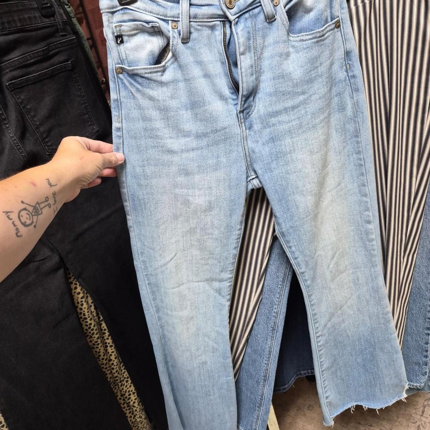 Light wash high waisted straight leg