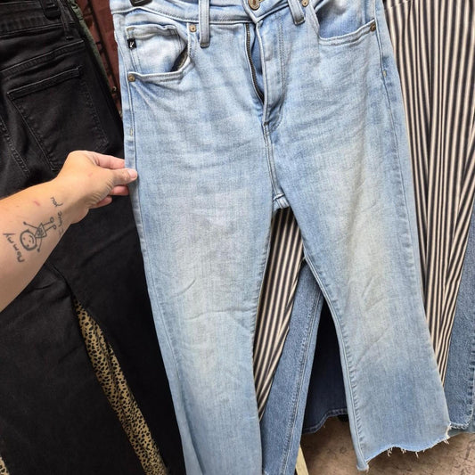 Light wash high waisted straight leg