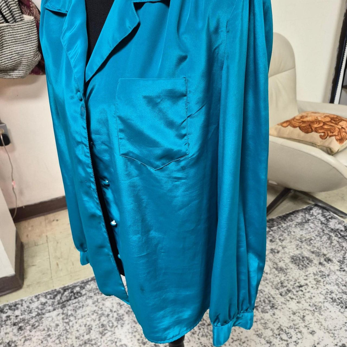 Messages blue satin button up