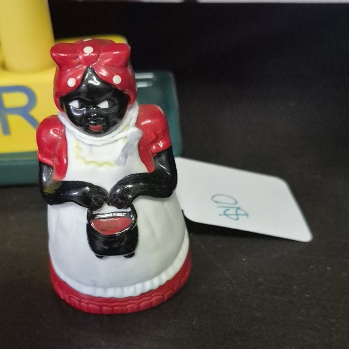 Small Ceramic Woman Figurine Red/Black/White Glossy People Theme Unboxed