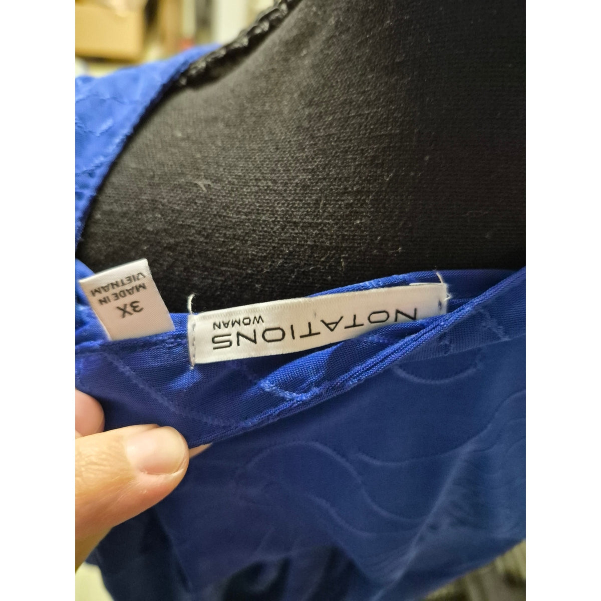 Notations Royal Blue Pleated V-Neck Tunic with Button Trim