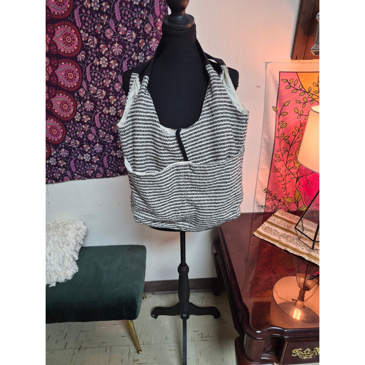 Black & White Striped Purse