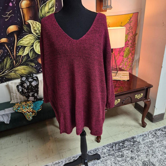 Burgundy oversized knit sweater oversized