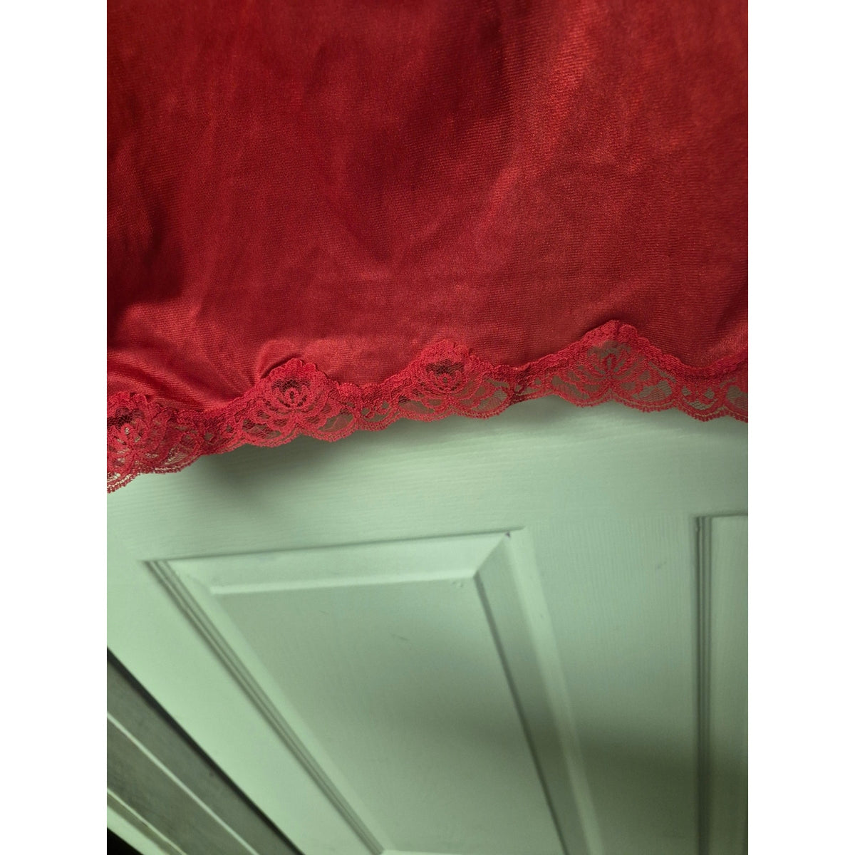 Vintage Red Lace-Hem Midi Slip Skirt — Women's Lightweight Layering Slip