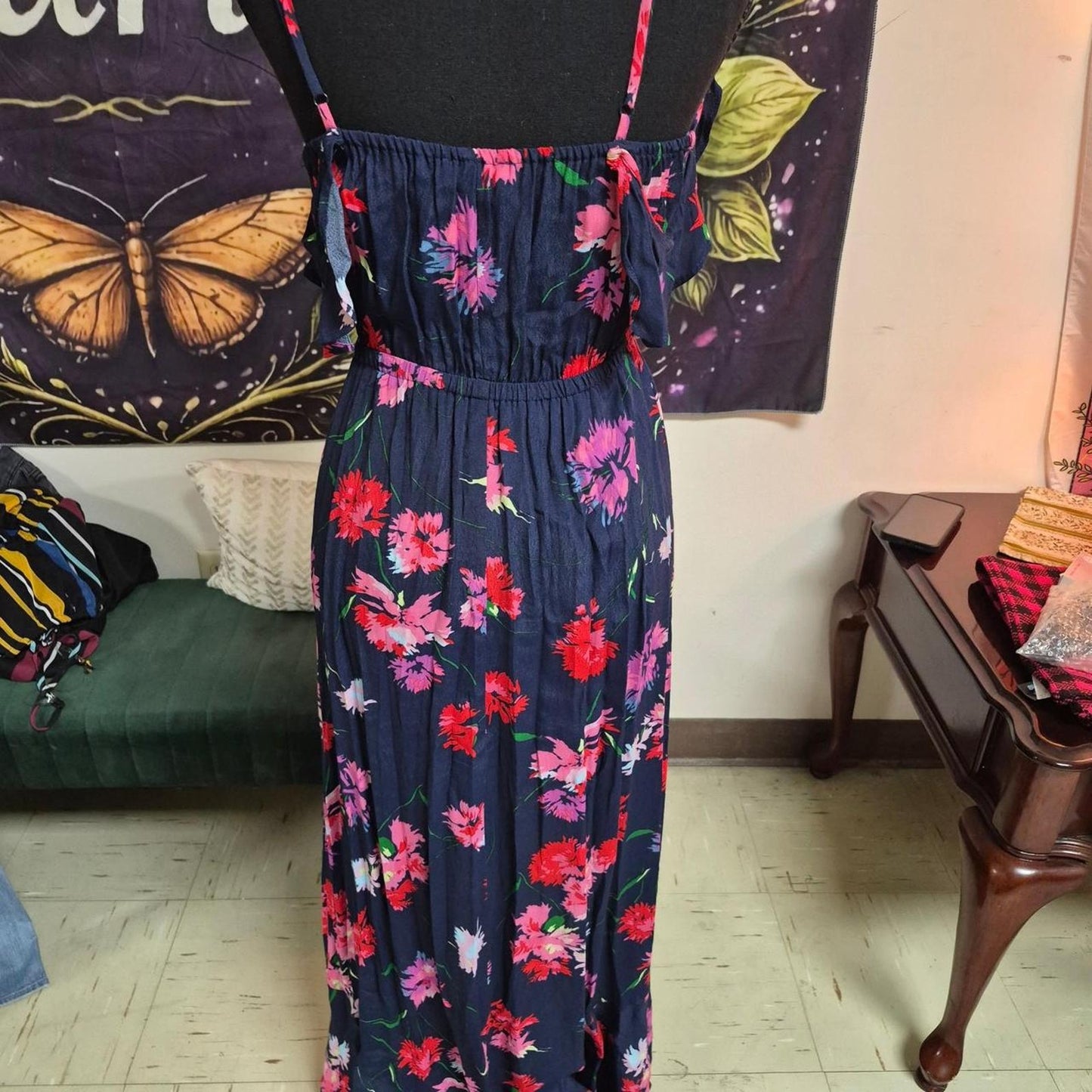 Navy blue floral maxi dress