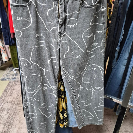 Gray jeans with white line