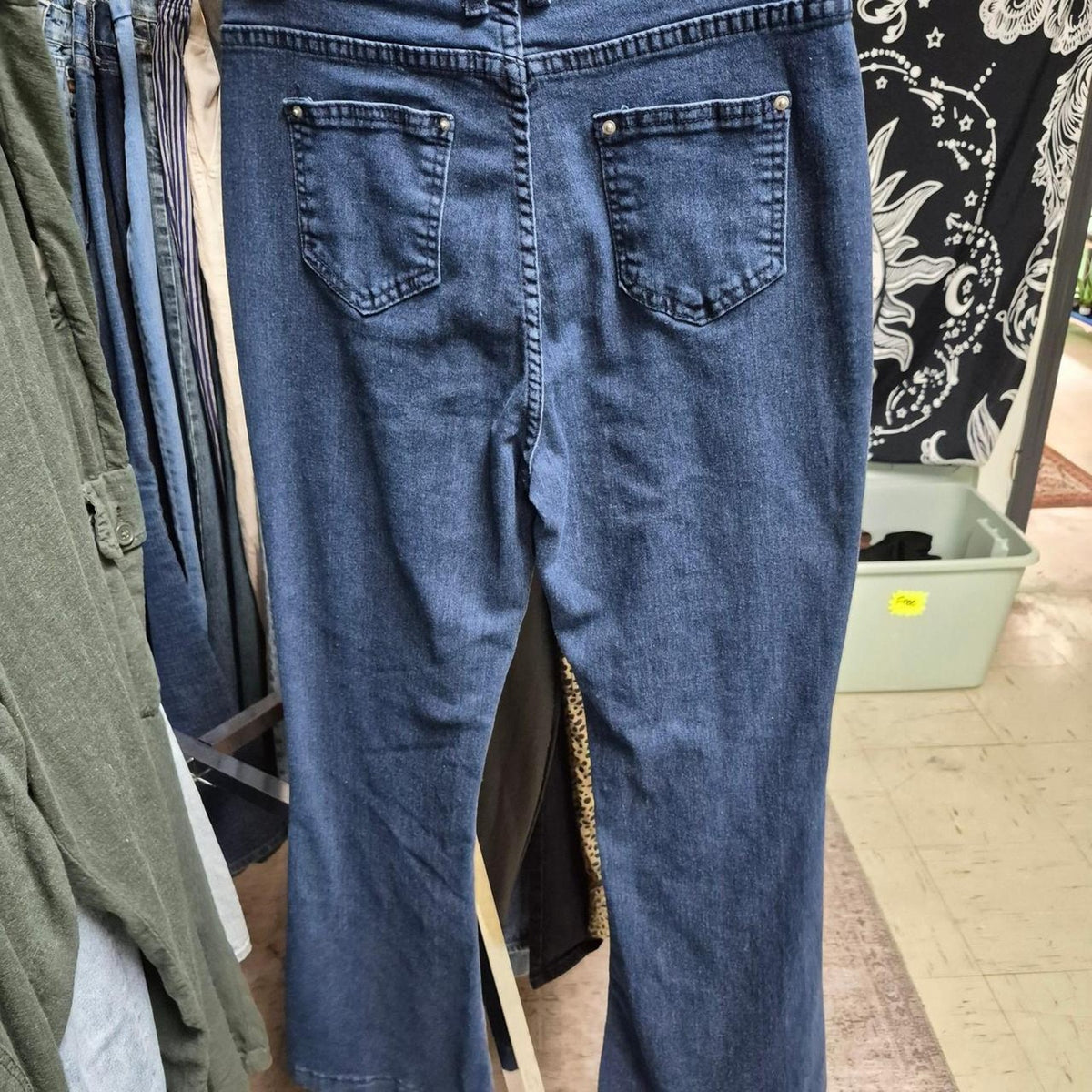 Blue denim jeans with a