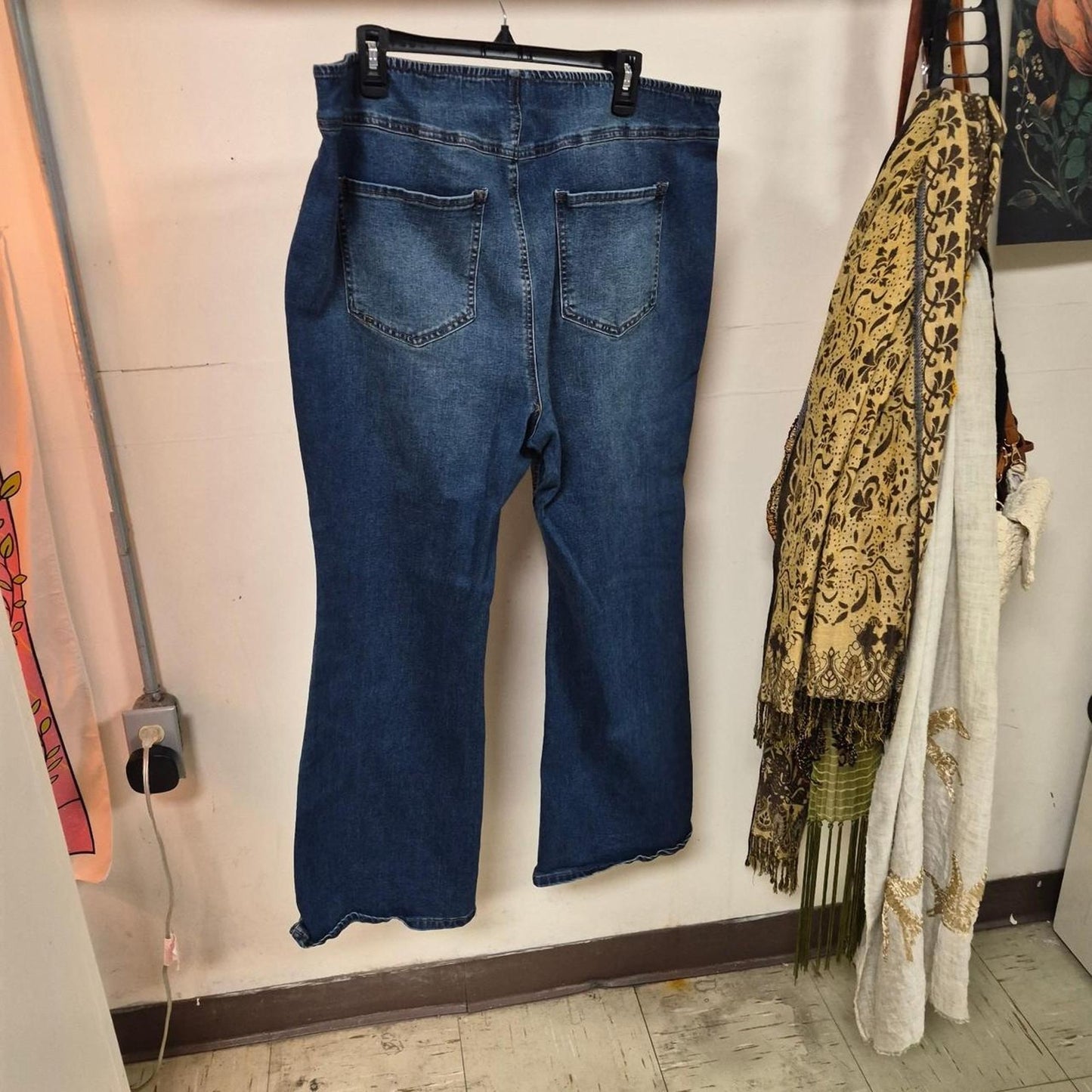 Blue denim flare jeans with