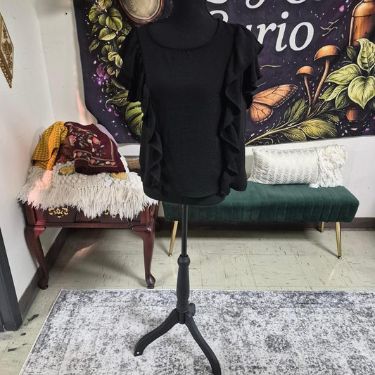 Black ruffle blouse with a
