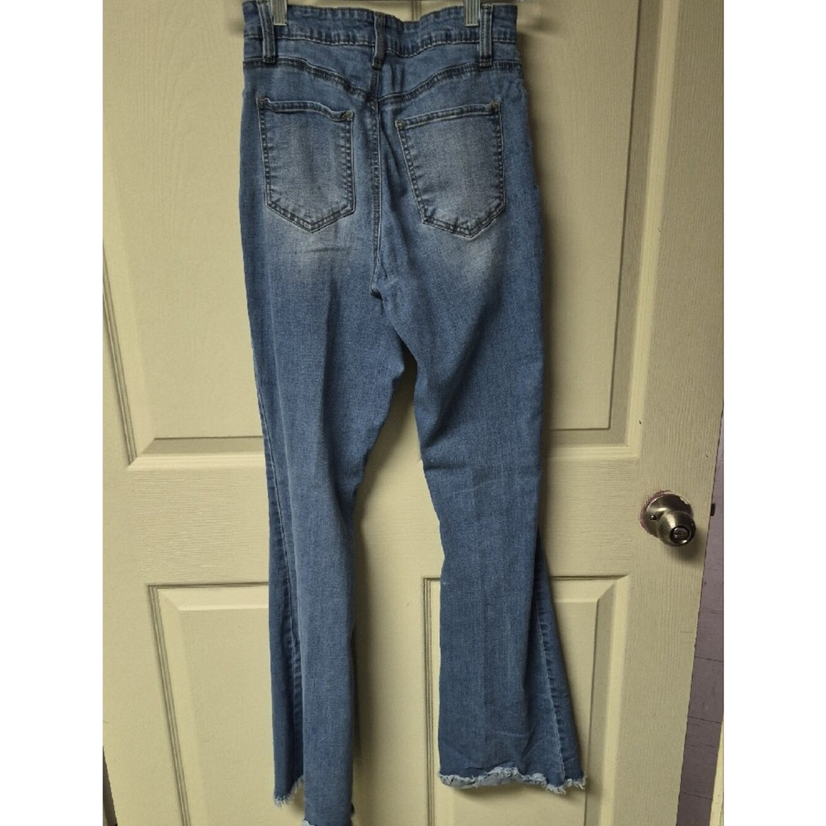 YMI Light Blue High-Rise Distressed Flare Jeans