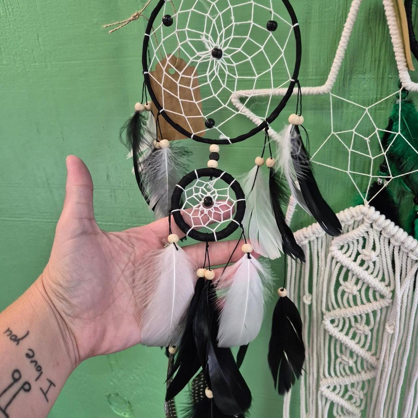 Black and white dream catcher