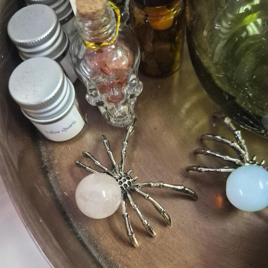 Silver spider charm with a