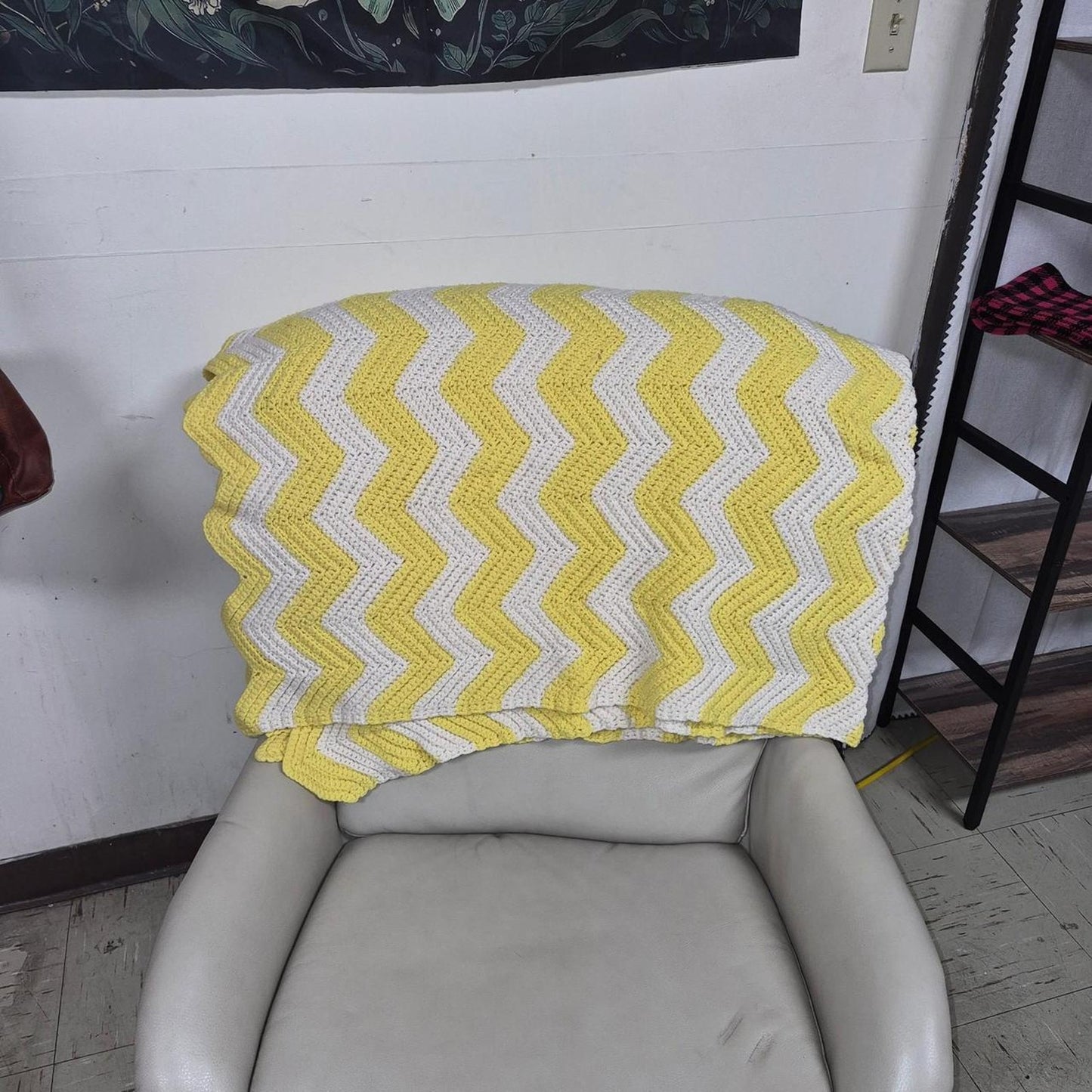 Handmade yellow and white chevron