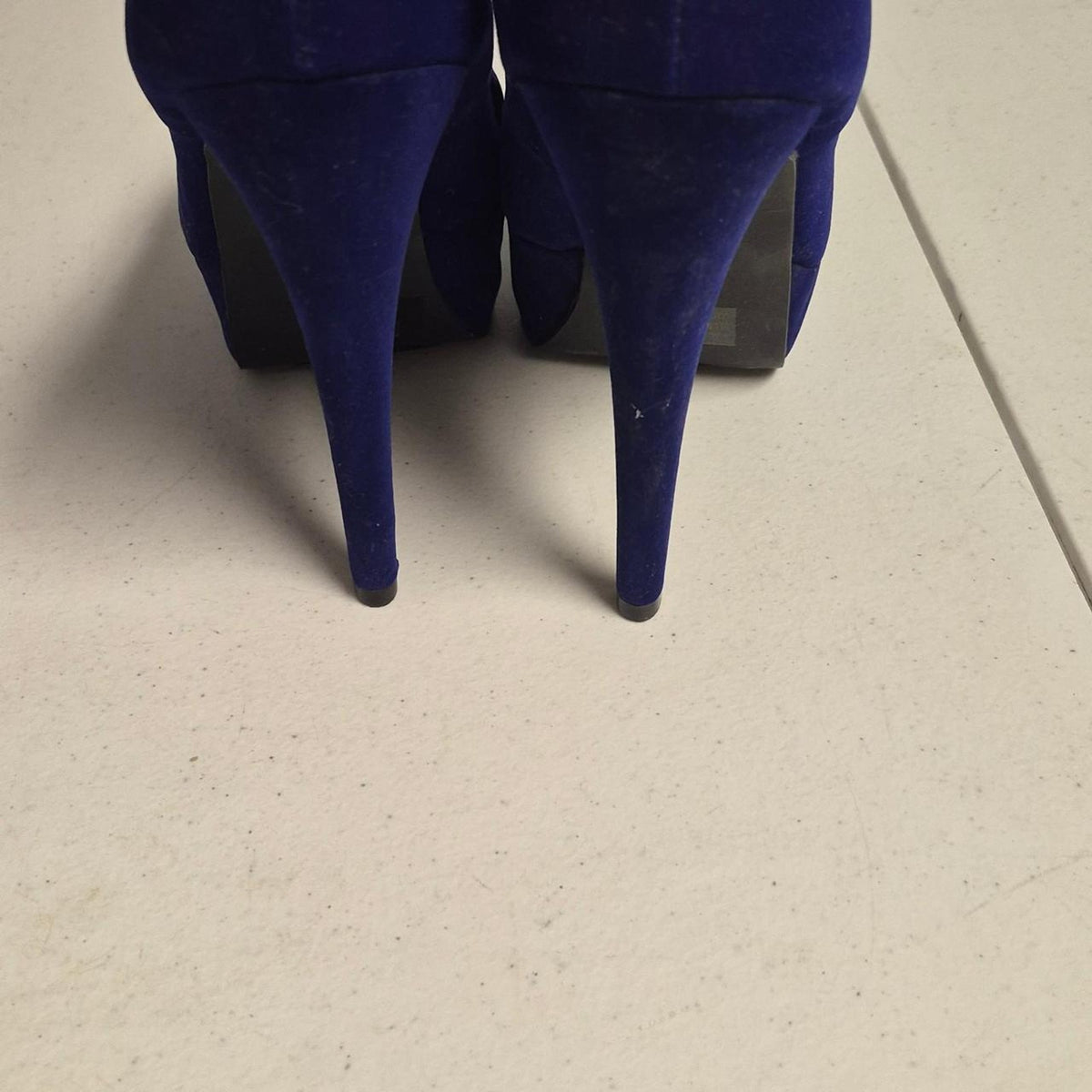 Blue suede high heels