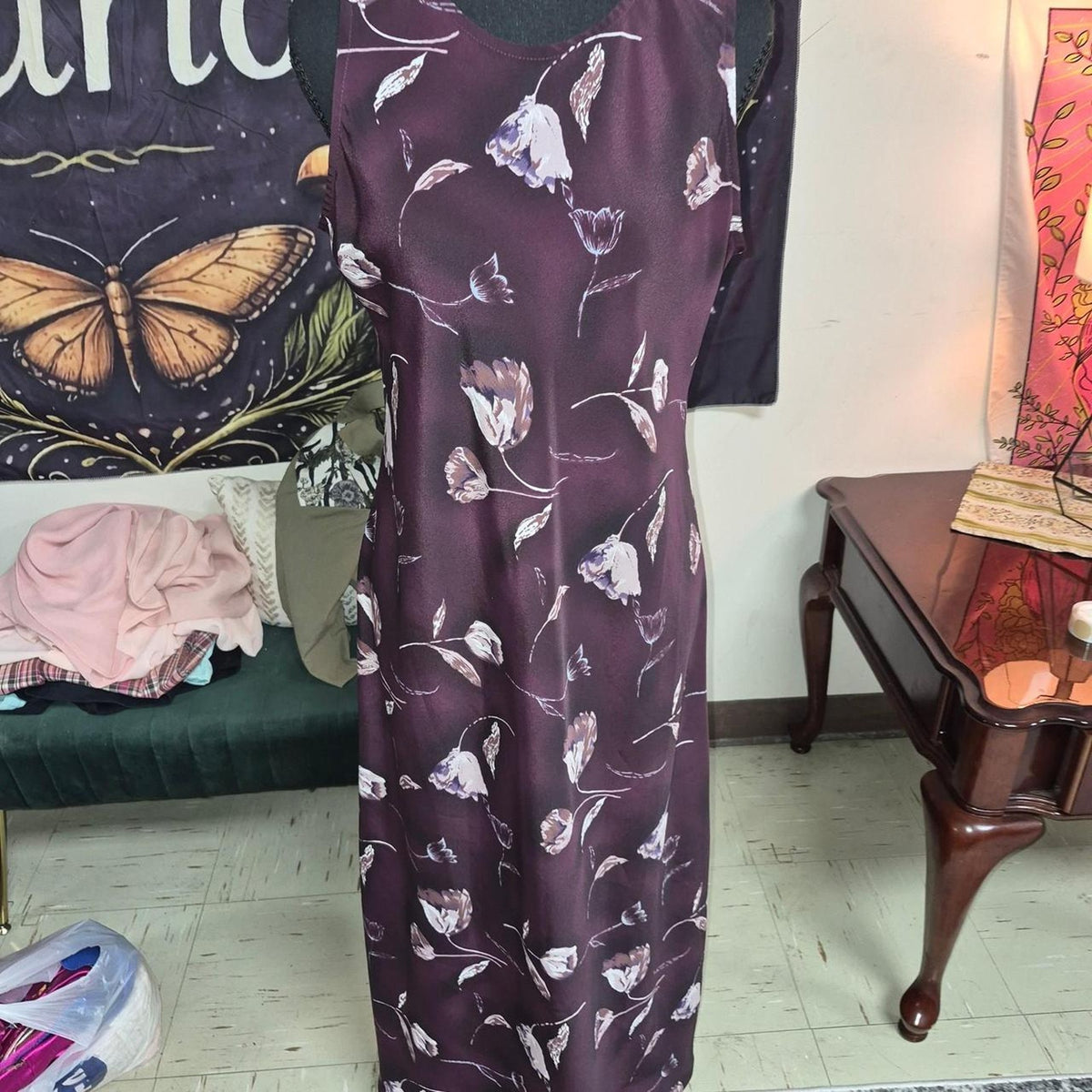 Purple floral maxi dress with