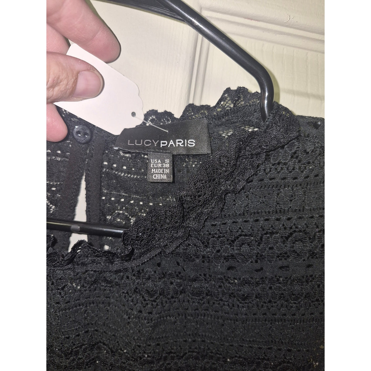 Lucy Paris Black Lace Cap Sleeve Blouse